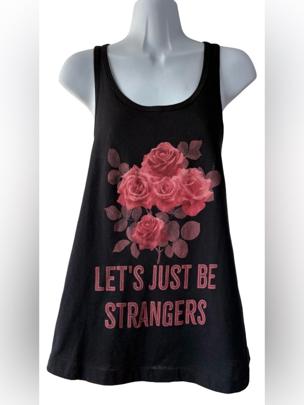 Black Matter Black Tank Top with Pink Rose Graphic